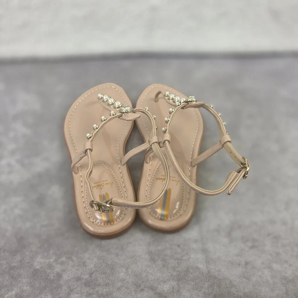 Sam Edelman Kids Gigi Pearl Sunrise Pnk Patent Faux Pearl Sandals SZ3 Little Kid